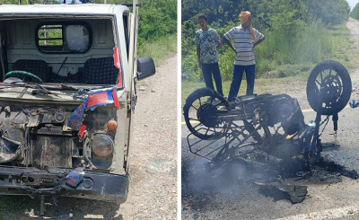 जिप र मोटरसाइकल ठोकिँदा ५ जना घाइते