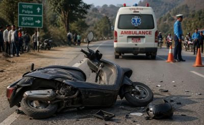 पाल्पाबाट बुटवल आउँदै गरेको स्कुटर दुर्घटना, दुई युवतीको मृत्यु